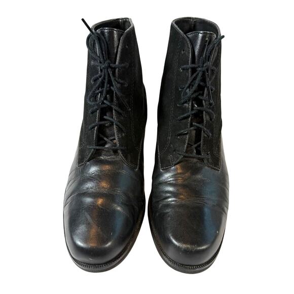 Vintage Pappagallo G-Tovino Made In Brazil Black Laced Up Leather Boots Size 6 M - Picture 5 of 8